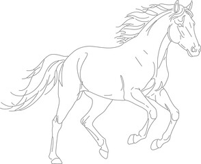 Minimalist Outline Running Horse Illustration with Dynamic Pose Animal Design