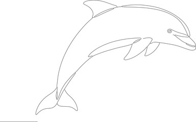 Simple Outline Line Art Dolphin Jumping Sea Mammal Illustration