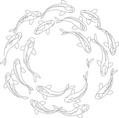 Abstract Line Art Circle Floral Wreath Ornament Decoration Element