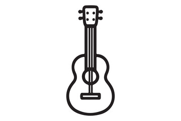 Fototapeta premium Music guiter logo icon silhouette art vector illustration with white background