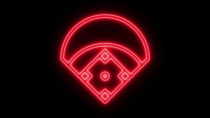 Neon baseball field icon animation on black background. Baseball diamond neon line diagram. Animation of digital baseball field with glowing elements and data visualization Baseball diamond graphic. - Powered by Adobe