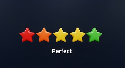 Colorful stars on smooth background showcase a perfect rating concept, ideal for reviews, customer feedback, or product evaluation.
