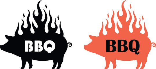 Barbecue grill logo. Isolated barbecue grill on white background. Pig logo