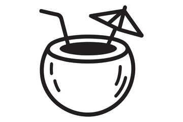 Coconut drink vector icon on white background. Flat vector coconut drink icon symbol sign from modern drinks collection for mobile concept and web apps design. 
