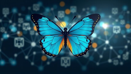 Butterfly, Beautiful Rainbow Colour Butterfly, Nature's Beauty: A Symphony of Life's Vibrant Colors, AI Generated Image