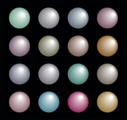 Sphere Shaped Glossy Icon Collection in Orange and Multicolor Design with Bubble Glass Effect Vector Illustration