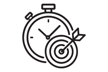 Fast time stop watch icon silhouette vector art illustration on white background