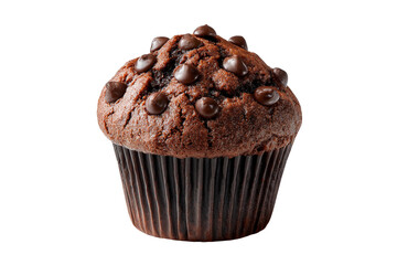 Delicious chocolate chip muffin isolated on transparent background