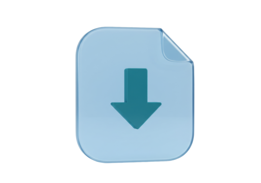 Isolated image of a document icon with an arrow pointing downward for downloading files
