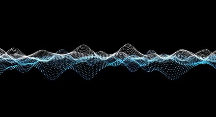 Cyan dotted waves flow, abstract vector, uses as video backdrop, science visualization, motion graphic and presentations.