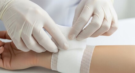 Close-up of Doctor Bandaging Patient Arm