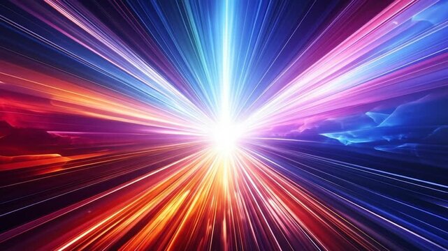 Abstract Light Burst With Geometric Lines And Dynamic Colors Displaying Futuristic Energy In Dark Space