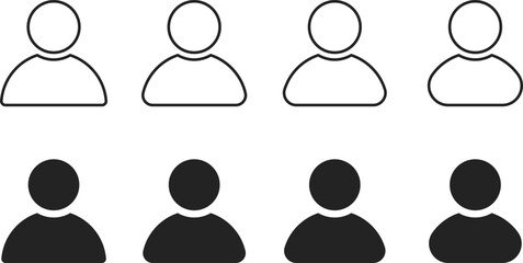 user profile icon set. Different style profile icons collection. Avatar symbol. User account sign. line and bold style