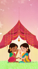 Happy Chhath Puja Template Celebration with Traditional Rituals and Offerings, for Social Media