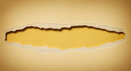 Beige paper shows ragged edge with yellow reveal. The textured backdrop suits product photography, poster templates, and branding assets.