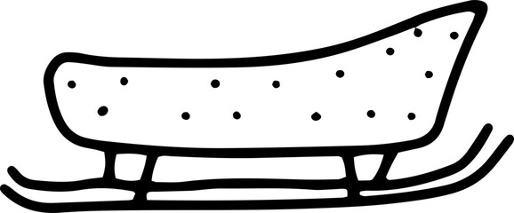 Hand drawn doodles Christmas, New Year themed. Winter vector illustration. Santa sleigh 