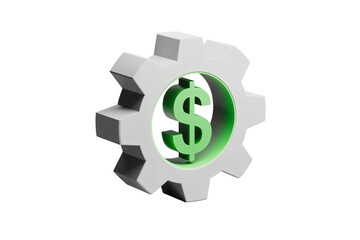 Obraz premium Financial growth concept represented by a gear with a dollar sign, symbolizing efficient business operations and profitability.