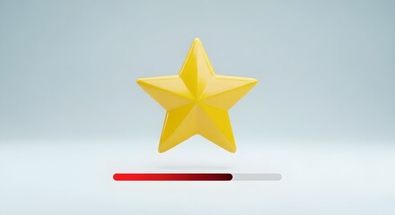 Yellow star hovers above loading bar on light blue background, evokes clean, simple branding, works for software UI, product staging, website hero images, and social media posts.