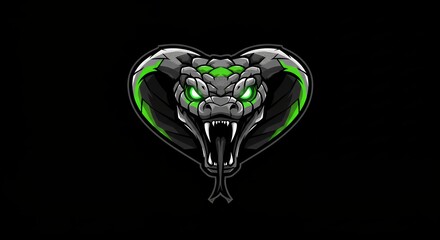 Detailed illustration of a cobra head with glowing eyes on black background