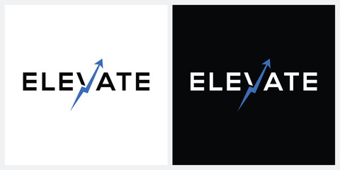elevate text logo design, arrow financial accounting graphic vector template