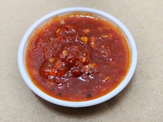 Close Up of Spicy Chili Sauce. Sambal belacan