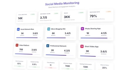 Social media monitoring dashboard with brand analytics and engagement metrics displayed in real-time
 - Powered by Adobe
