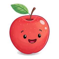 Obraz premium Red apple fruit emoji in playful style, isolated on white background