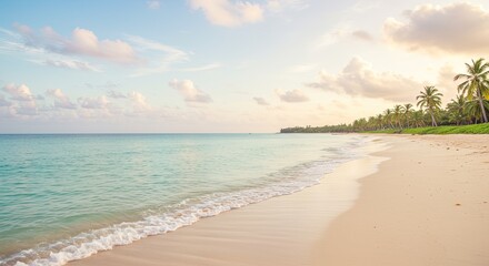 Fototapeta premium Aesthetic background a tranquil beach with gentle waves. 