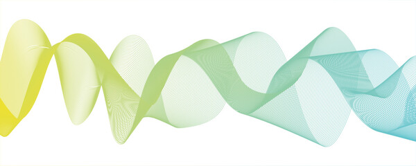 Abstract modern background with flowing wave lines in gradient shades of green and aqua. smooth, curved,technology, data science, business wave line background. Curved wavy line smooth.