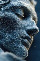 Abstract face design composed of wire frame connections and light points