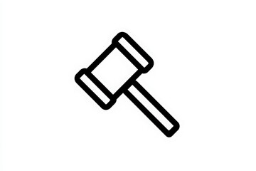A black gavel illustration is shown against a plain white background. The gavel symbolizes law, authority, and justice in a straightforward design often used in legal contexts.