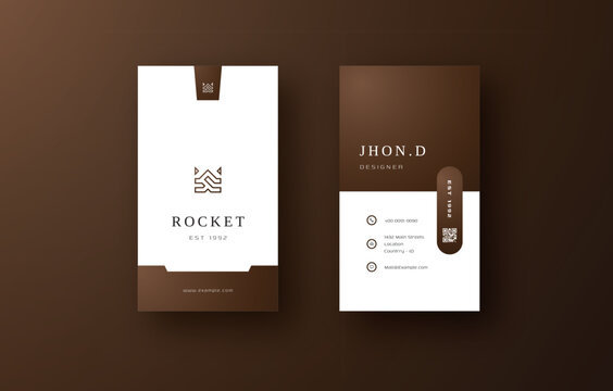 Minimalist Vertical Visiting Card Layout with QR Code Integration