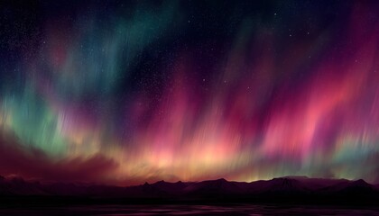 Naklejka premium Northern Lights In Southern Iceland Captured In Grainy Image - Aurora Borealis Displaying Its Beauty In The Night Sky.