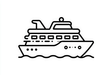 A large cruise ship sails gracefully across tranquil waters under a clear blue sky. The vessel features multiple decks and large windows, highlighting its luxurious design.