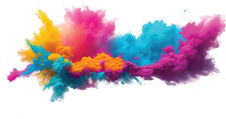 Colorful Watercolor Splatter and Rainbow Stain Brush Strokes with Multicolor Splash Texture on White Background for Artistic Abstract Design