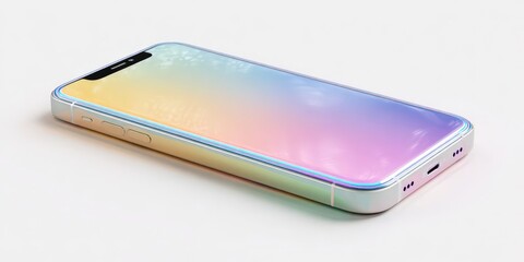Pastel Rainbow Gradient Phone Mockup on White Background