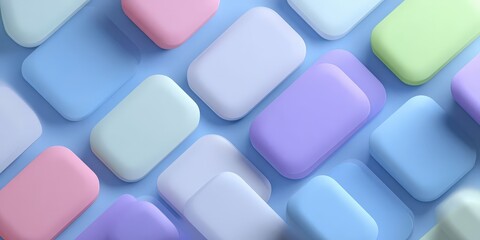 Pastel Rounded Rectangles Pattern on Blue Background
