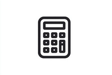The image features a minimalist black calculator icon with a clear layout. It consists of a screen and a grid of buttons, perfect for representing math-related topics.