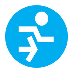 emergency exit sign on blue background