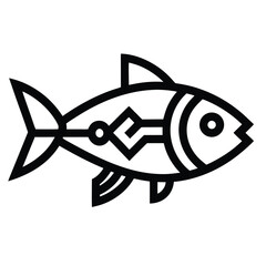 minimalist cyber fish line icon vector icon