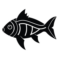 cybernetic fish with neon fins vector icon