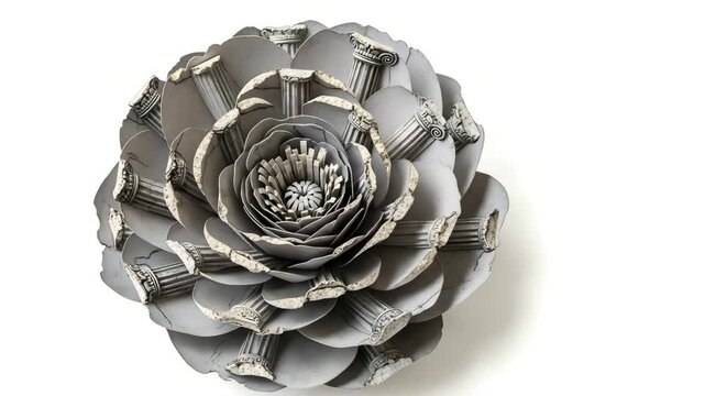 Gray paper flower isolated on white background