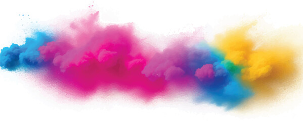 Colorful Rainbow Watercolor Splash and Splatter Stain with Bright Multicolor Brush Strokes on White Background for Abstract Aquarelle Artistic Design