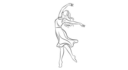 Fototapeta premium A graceful ballerina captured in a dynamic pose, showcasing elegant movement and artistic expression through a simple line drawing.