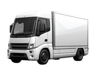 Fototapeta premium White Electric Delivery Truck on Transparent Background