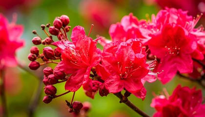 Obraz premium Vibrant red azaleas in bloom