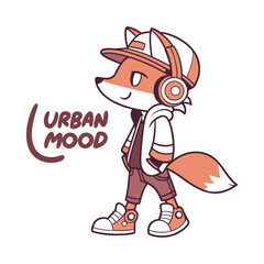 Trendy Streetwear Fox &mdash; Vibrant Cartoon Illustration with Hand-Lettered Slogan