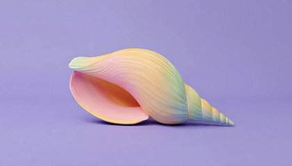 Macro closeup of a spiral conch seashell isolated on a white background