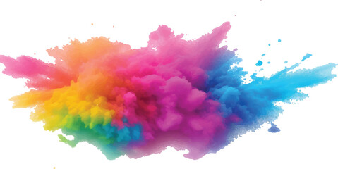 Rainbow Watercolor Splash Splatter with Multicolor Bright Brush Stroke Stain on White Background for Creative Artistic Abstract Aquarelle Texture Illustration