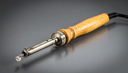 Vintage soldering iron on a reflective surface